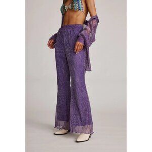 NWT 12th Tribe Victoria purple silver sparkly pull on pants size S
